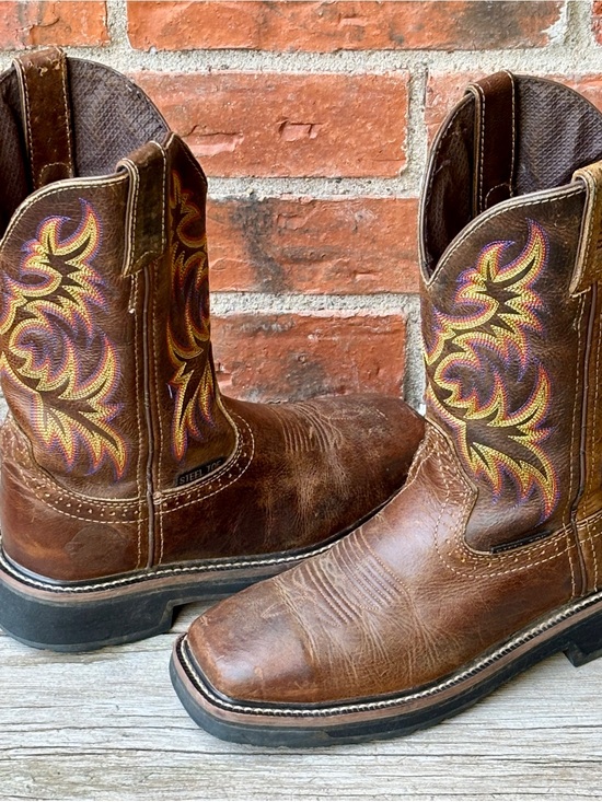 Justin Boots Shoes - Justin Women’s Steel Toe Leather Work Western Cowboy Boots WKL4682 Sz 6B